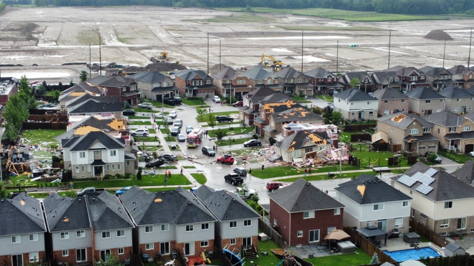 Homes after tornado in Barrie