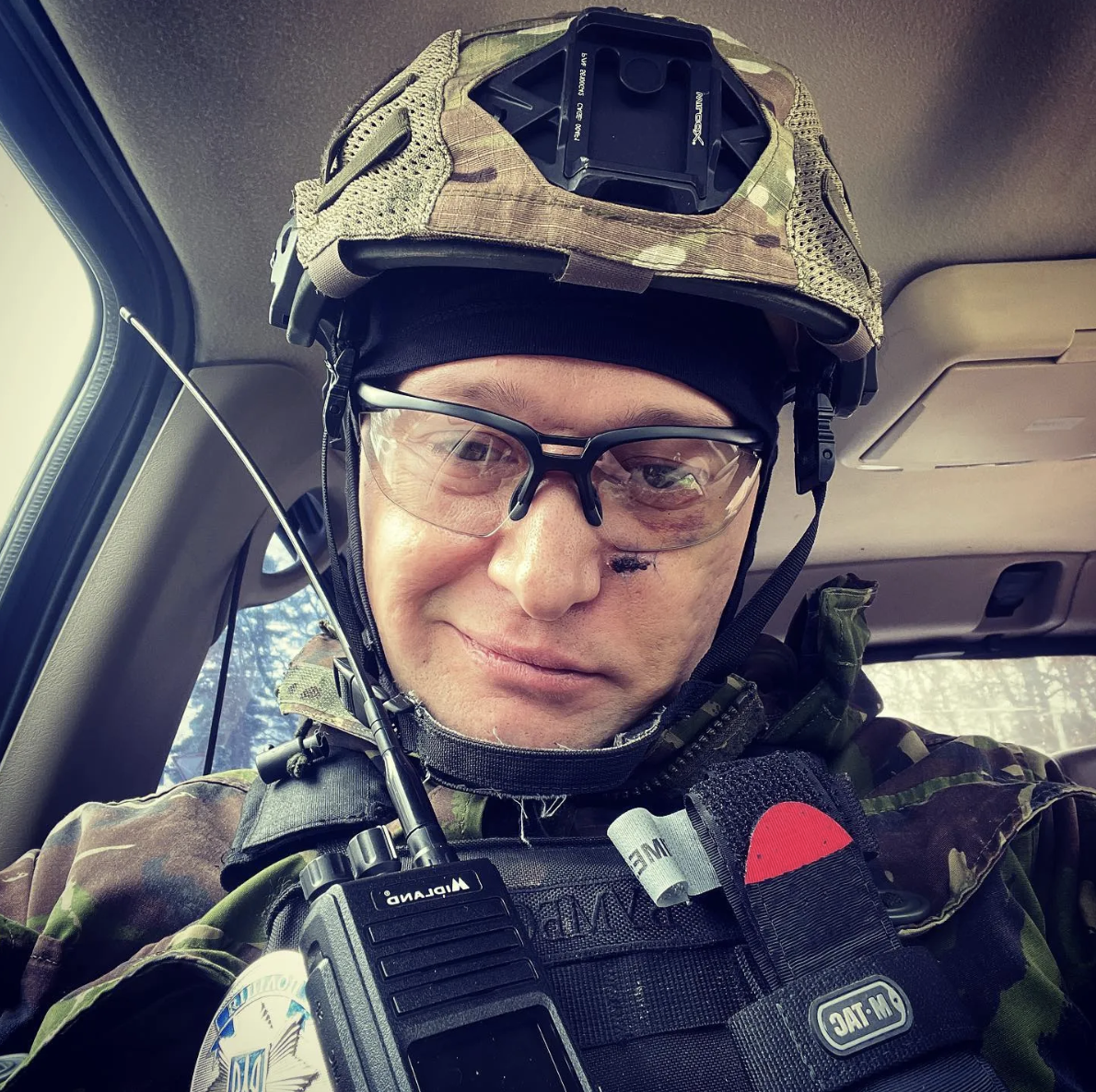 Andriy Khlynyuk in his gear for war. 