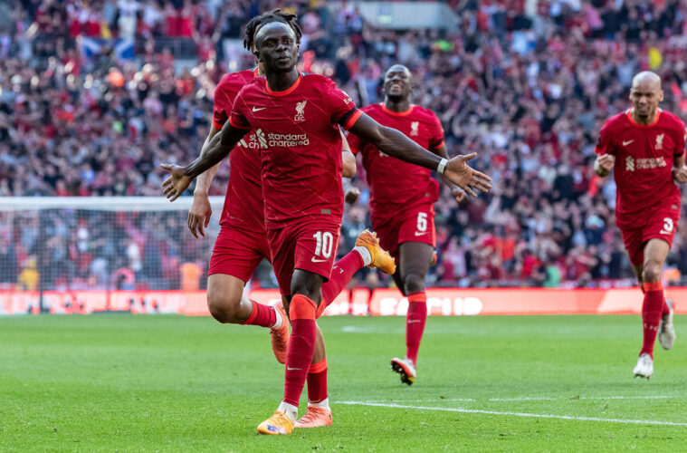 Liverpool forward Sadio Mane celebrates.