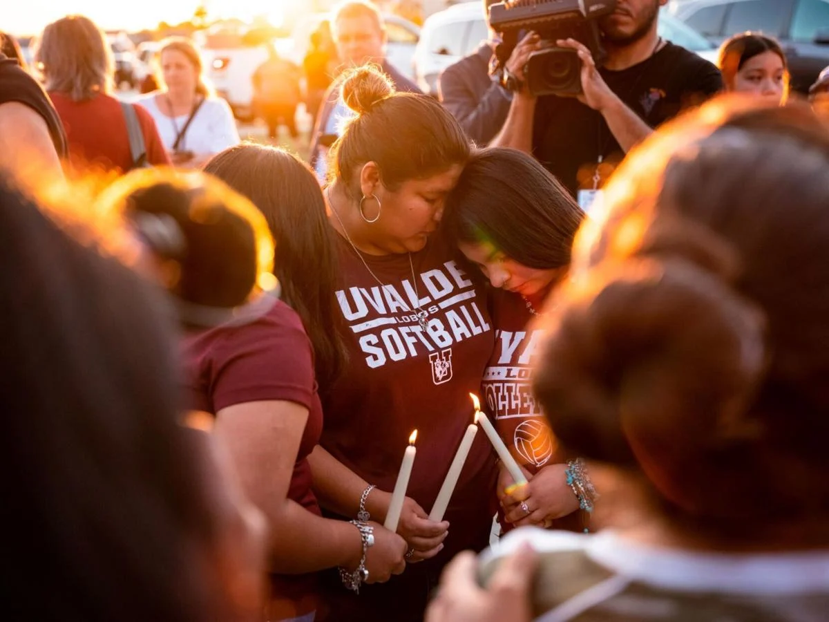 Mourners in Uvalde, Texas hold vigil for the victims of the Robb Elementary School Shooting