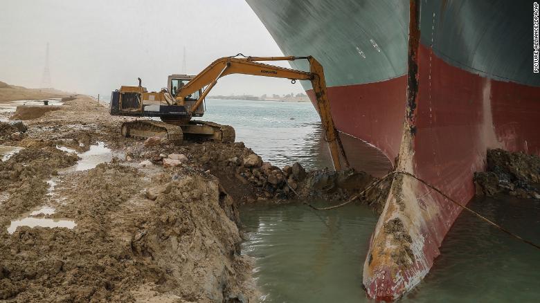 excavator on Suez Canal