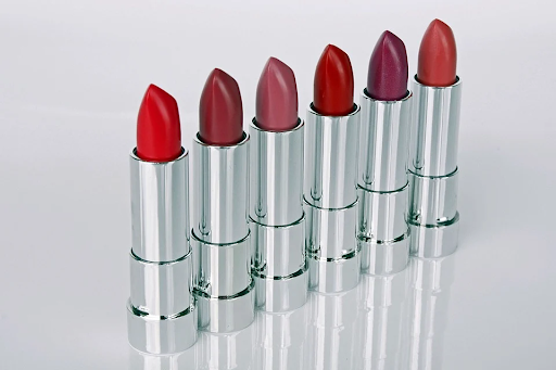 quality low priced lipstick in a row with red and pink colours