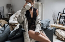 Woman in Cozy Winter Lingerie