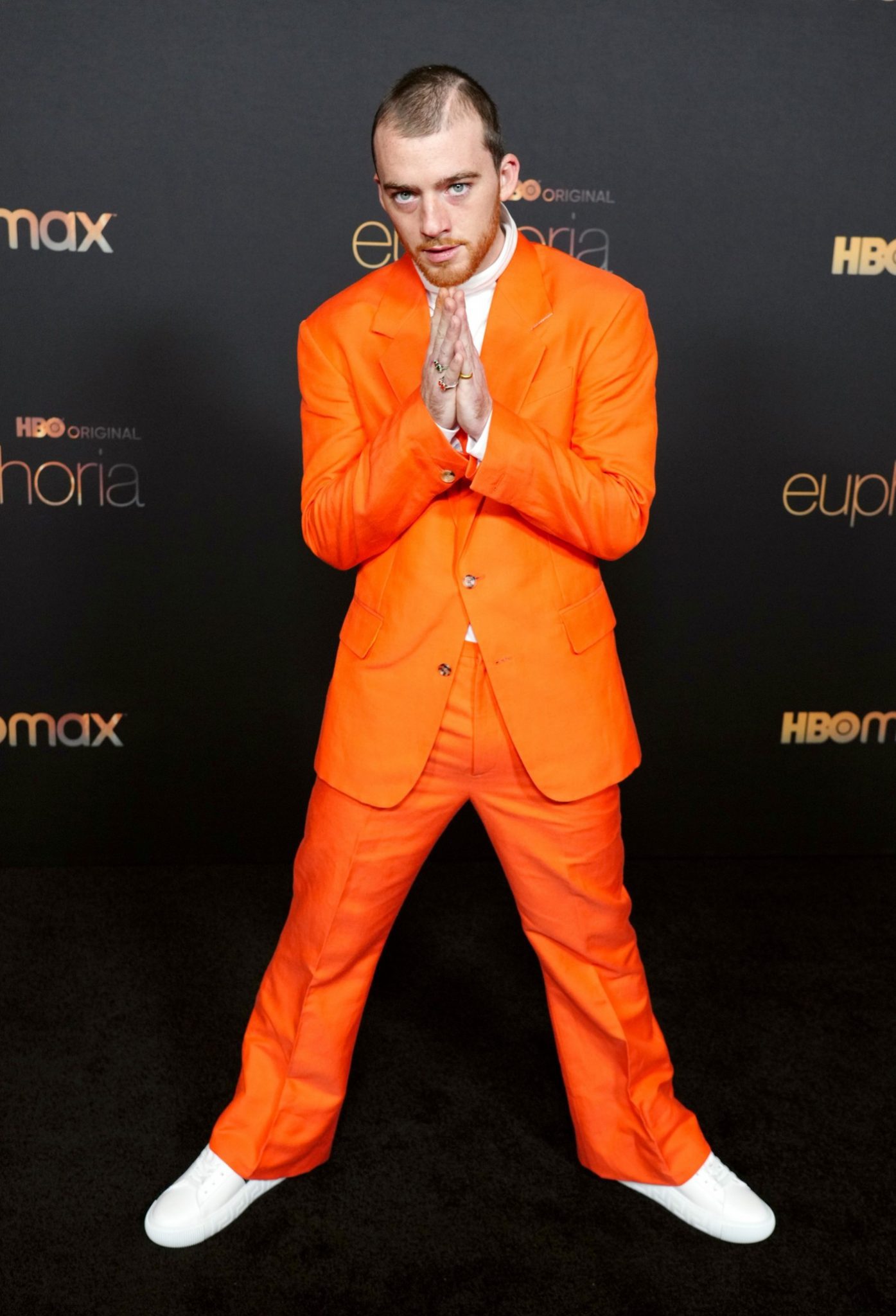 Angus Cloud in a Versace Orange Suit For Euphoria's Premiere