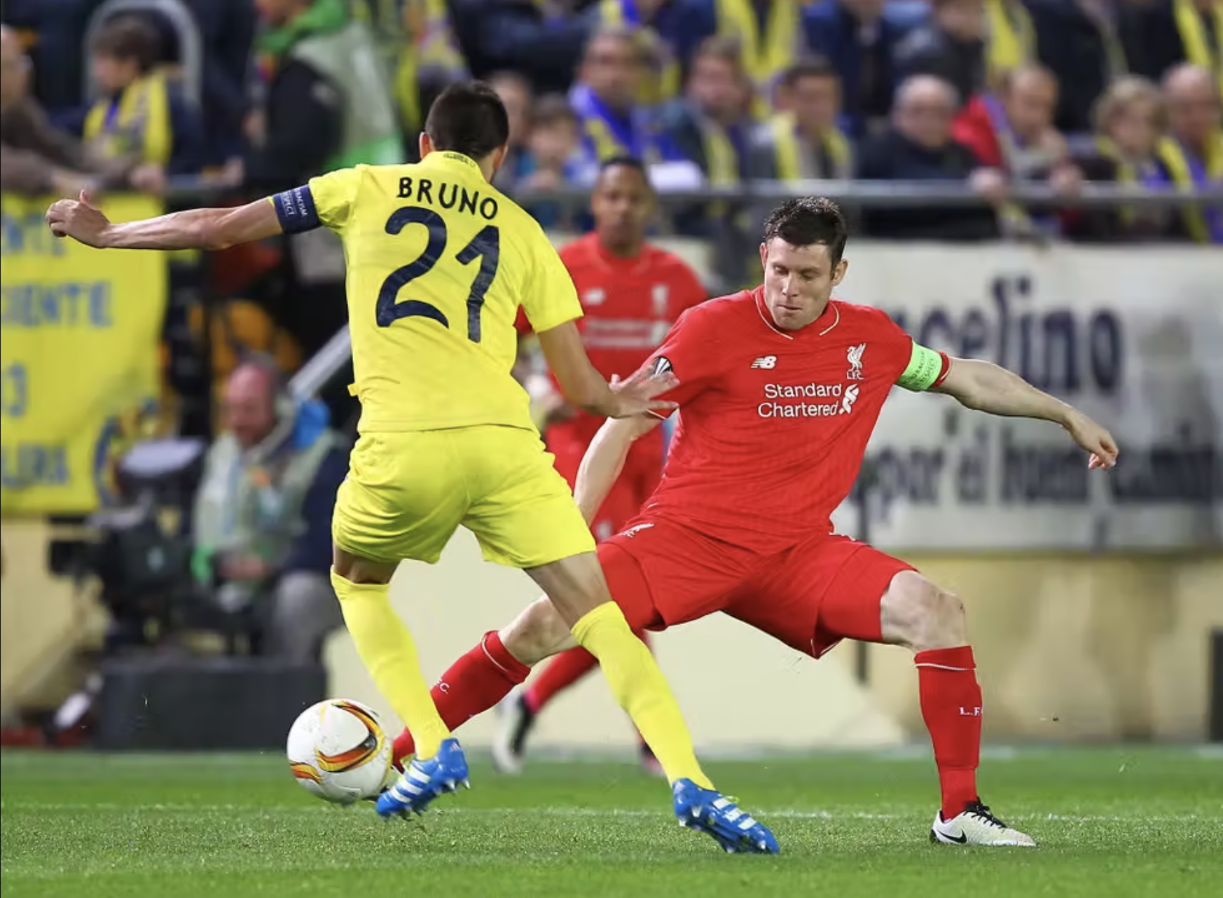 James Milner in action against Villareal. 