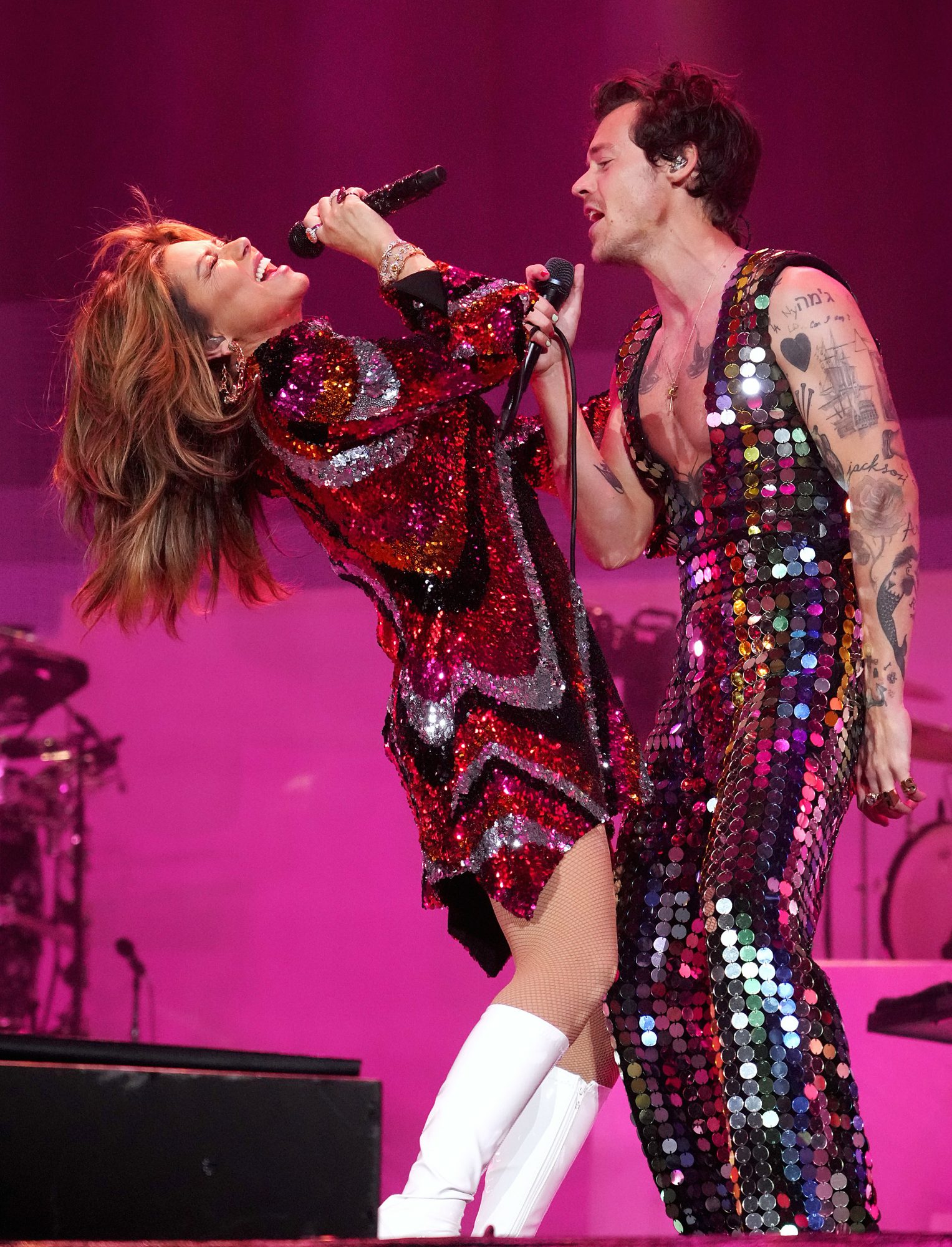 Harry Styles performing with Shania Twain at Coachella.