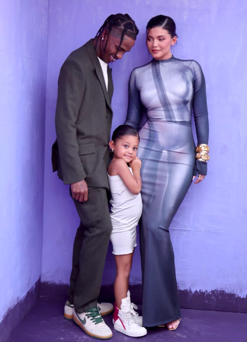 Kylie Jenner, Travis Scott, Stormi Webster on Billboard Red Carpet