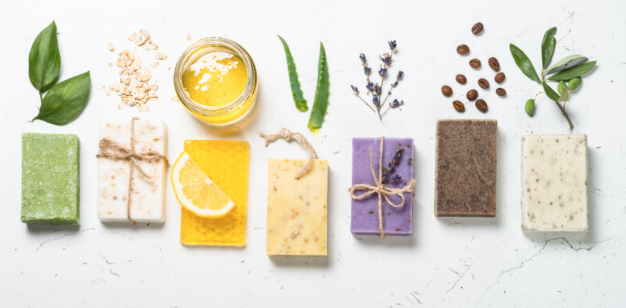 Different scented soap products