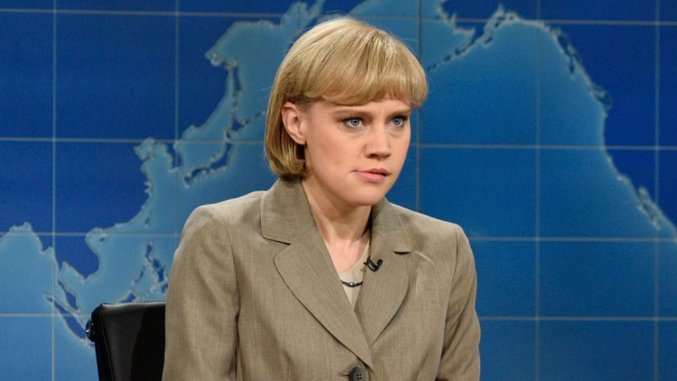 Kate McKinnon playing a character on SNL. 