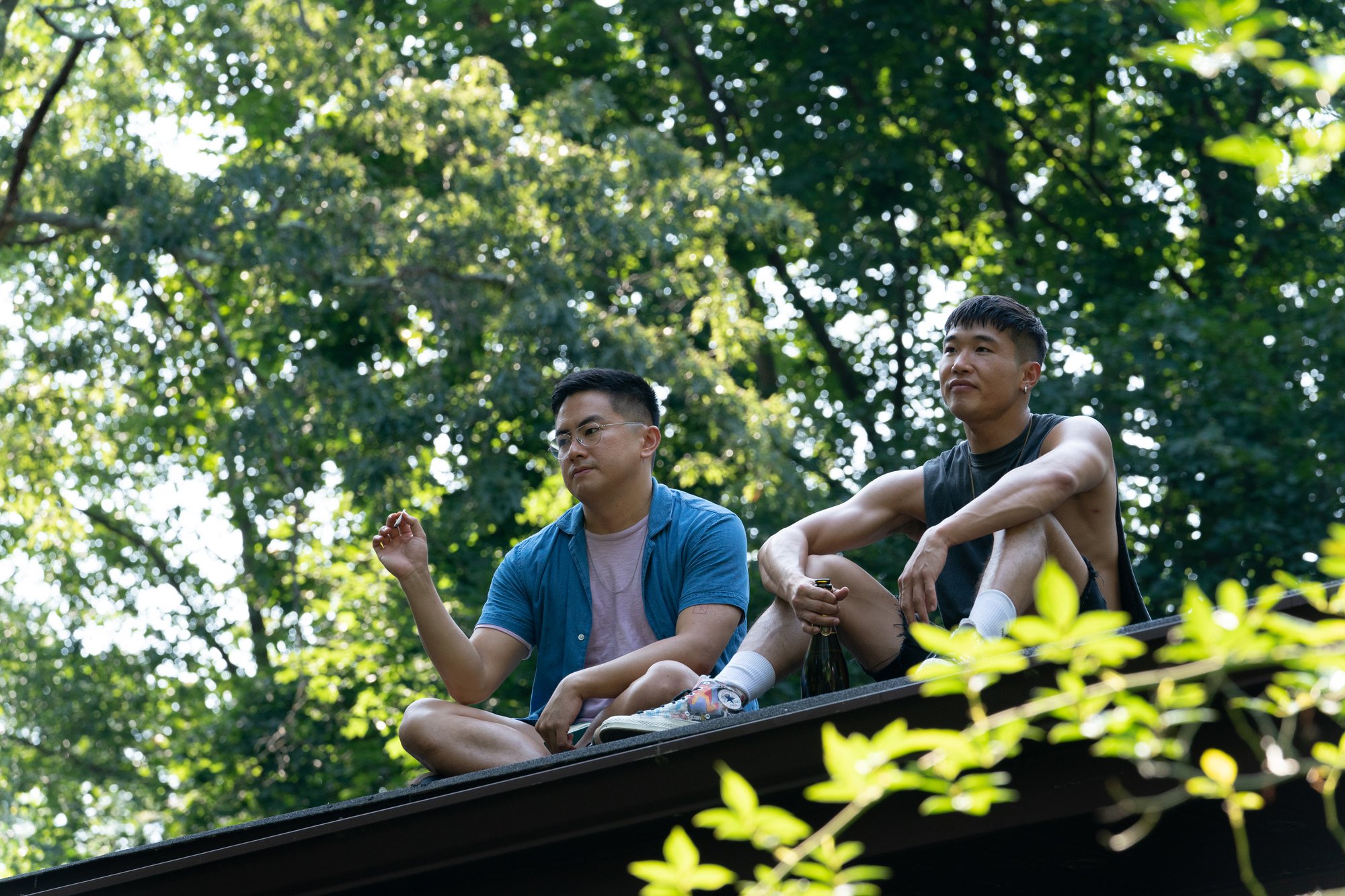 Bowen Yang and Joel Kim Booster in the film FIRE ISLAND.