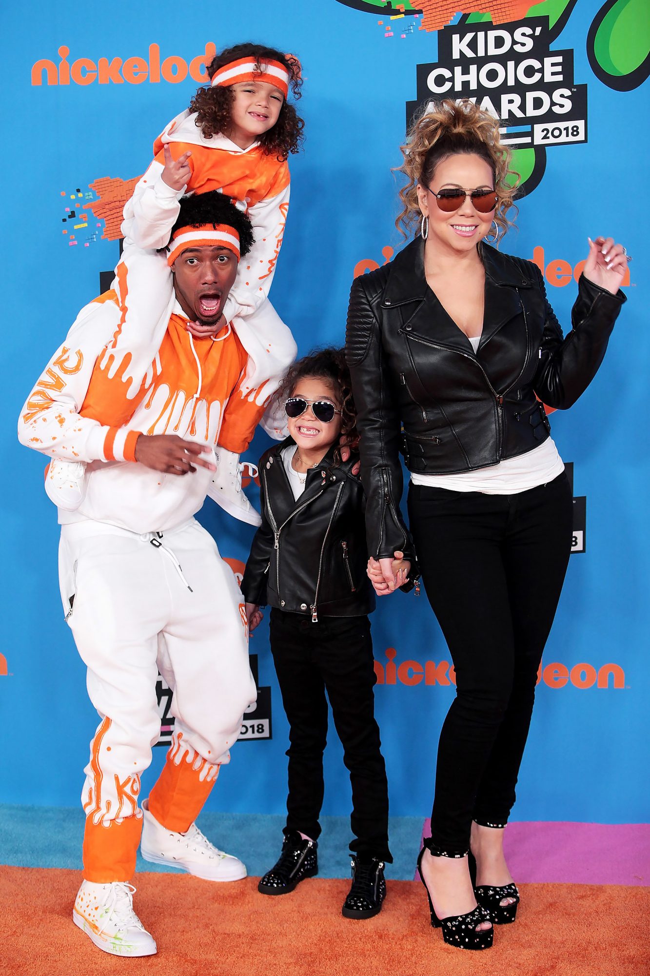 Nick Cannon & Mariah Carey with son Moroccan and Monroe