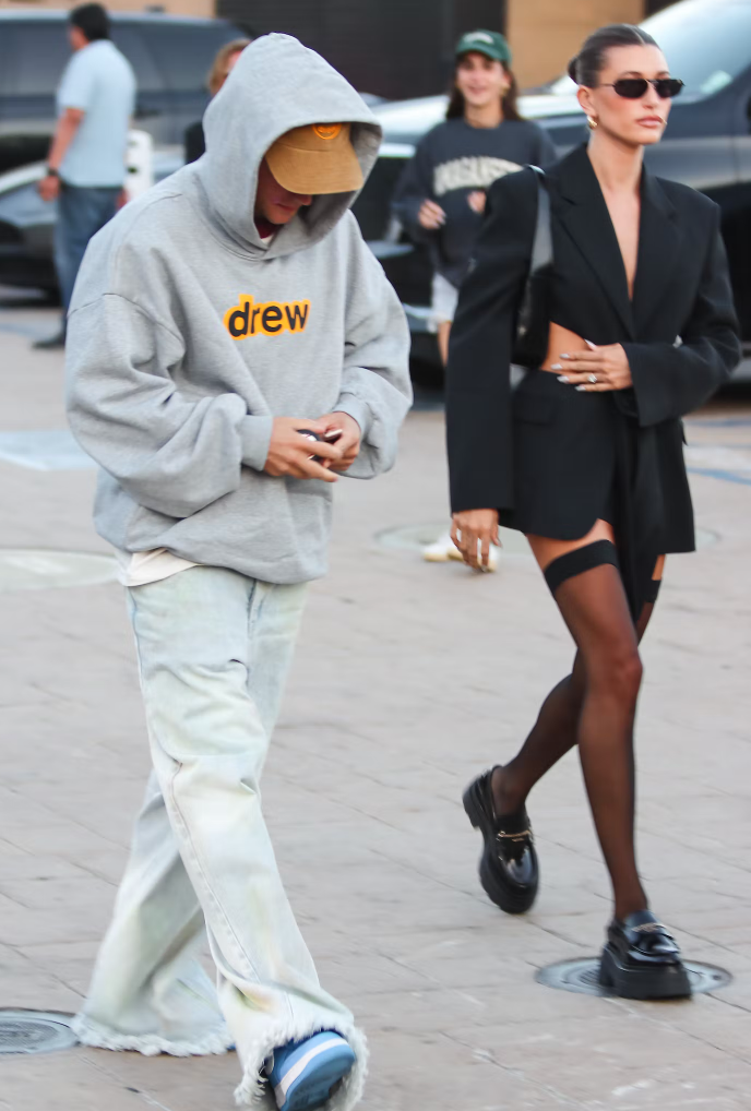 Hailey and Justin Bieber wearing Drew.