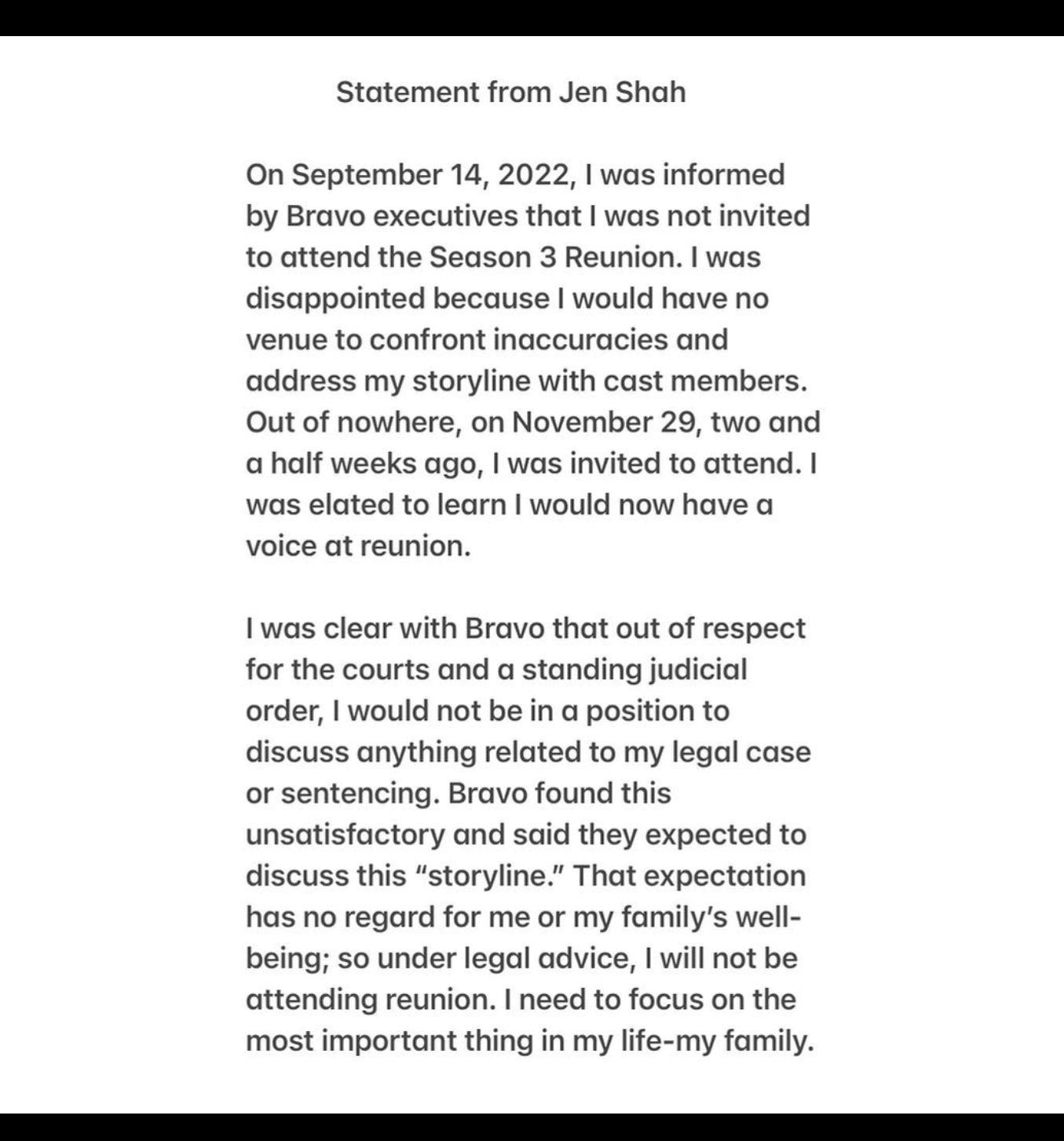 Jen Shah Statement on Real House Wives of Salt Lake City Reunion Absence
