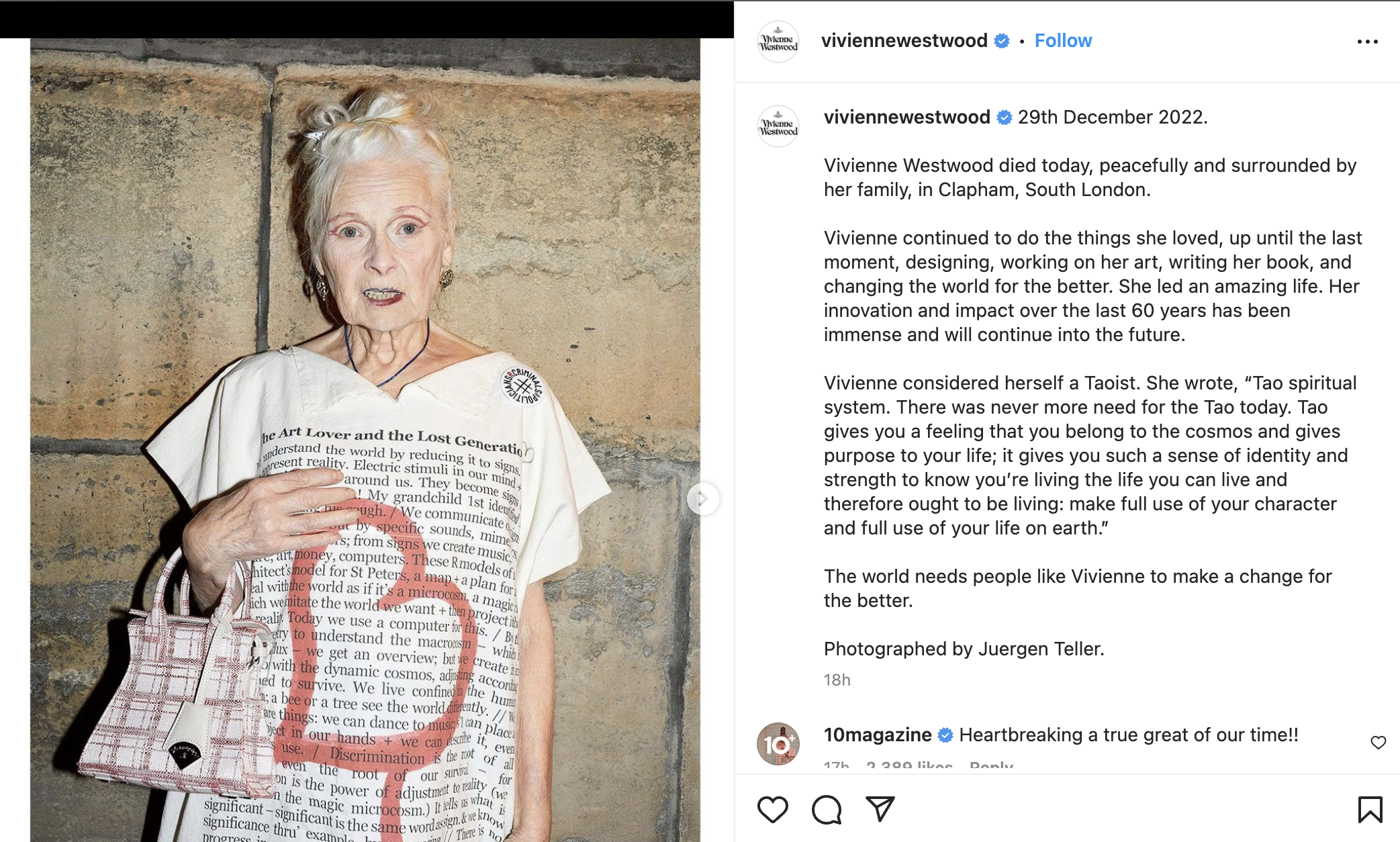 Vivienne Westwood team posts statement