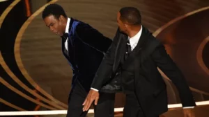 Will Smith slaps Chris Rock at the Oscars 2022.