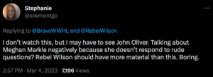 Tweet about Rebel Wilson statements in recent interview.