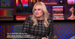 Rebel Wilson during interview on Watch What Happens Live with Andy Cohen.