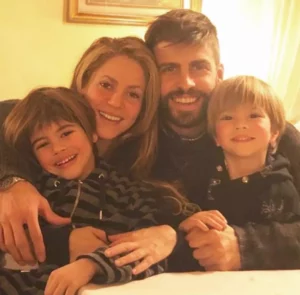 Shakira, Gerard Piqué and their kids.