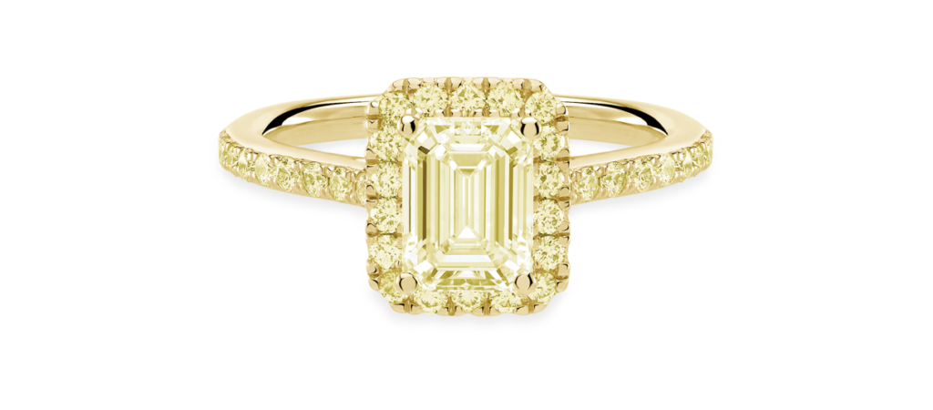 Yellow Emerald Cut Engagement Ring 