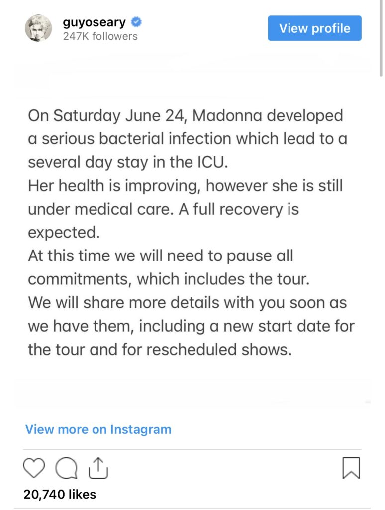 Madonna Health Scare