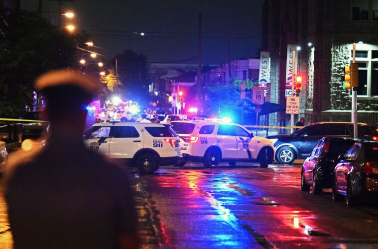 Police at the scene of a mass shooting in Philadelphia.