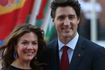 Justin Trudeau (right) and his wife wife Sophie Gregoire (left) at an international event in Germany.
