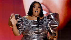 Lizzo accepts the Record Of The Year award for “About Damn Time” onstage during the 65th GRAMMY Awards