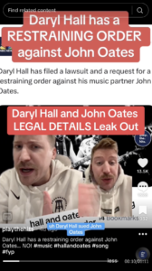 Why is Hall suing Oates