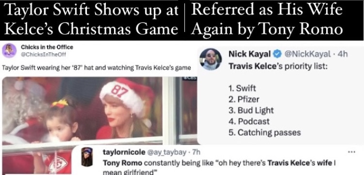 Tony Romo Refers to Taylor Swift as Travis Kelce’s Wife again on Christmas game