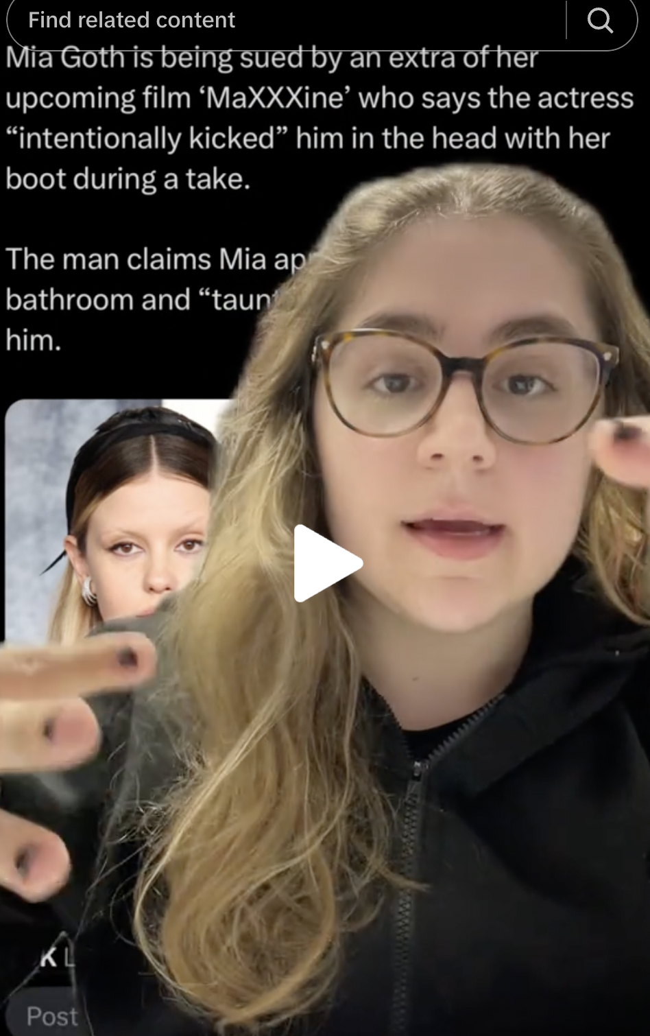 Why is Mia Goth being sued?