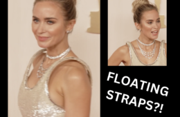 Emily Blunt Oscars Dress Straps Floating