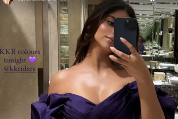 Suhana Khan Instagram Off-the-Shoulder Purple Mini Dress