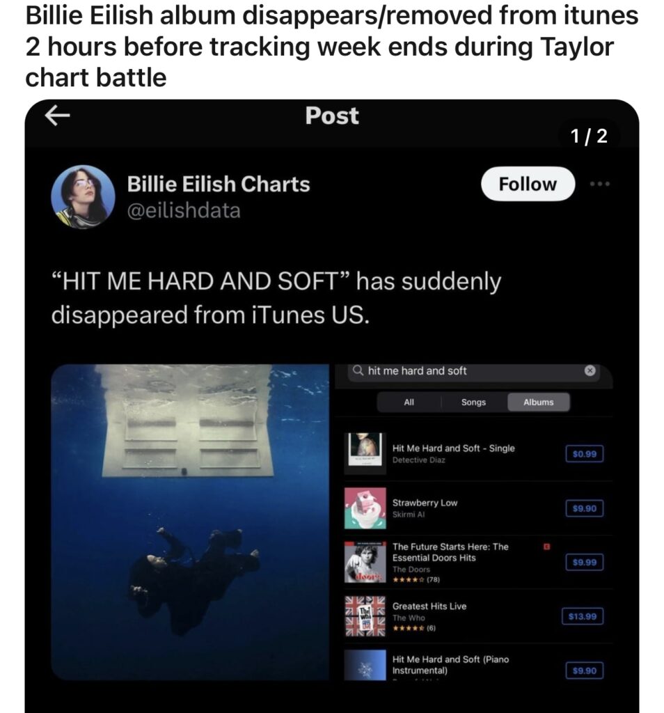 Billie EILISH new album removed US iTunes