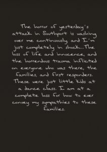 Taylor Swift Statement Following Southport Stabbing