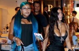 North West Twins with Kim Kardashian in All-Black Rome Look