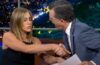 Stephen Colbert Jokingly Tries to Kiss Jennifer Aniston After She Has Him Audition for The Morning Show