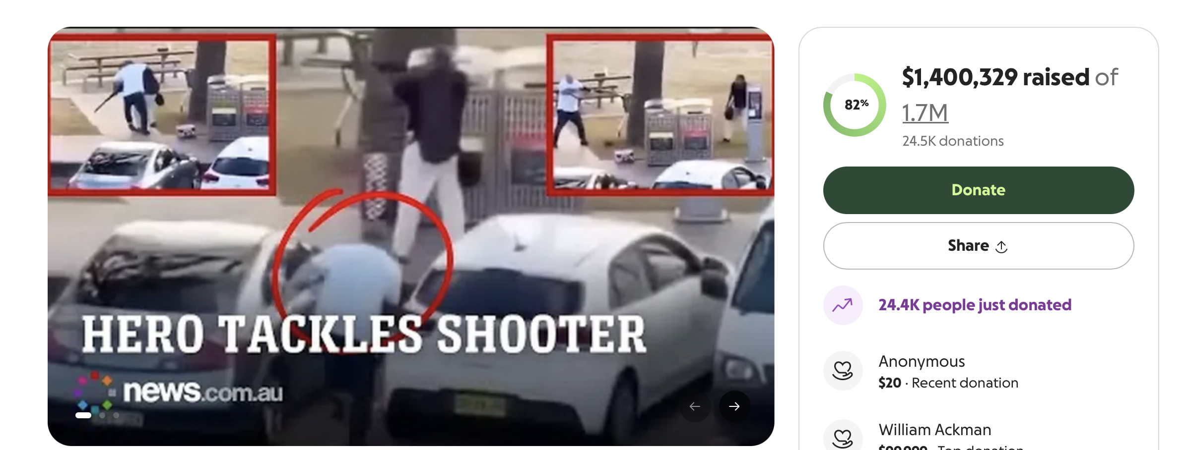 Bondi Beach Hero Ahmed Al Ahmed Go Fund Me at .4 Million –