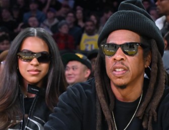 Jay-Z & Blue Ivy Shine Courtside at Lakers Game