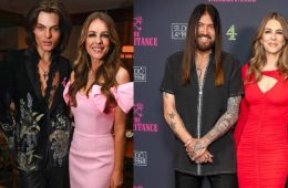 Elizabeth Hurley Caught Between Son Damian and Billy Ray Cyrus