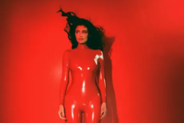 Kylie Jenner Channels Britney Spears in Red Latex Catsuit for Kylie Cosmetics