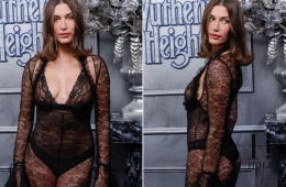 Hailey Bieber Stuns in Cheeky Premiere Dress