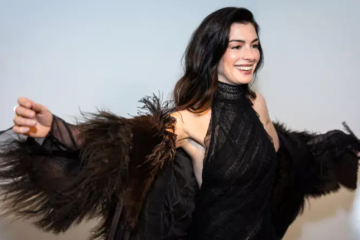 Anne Hathaway embraces sheer style at Ralph Lauren show