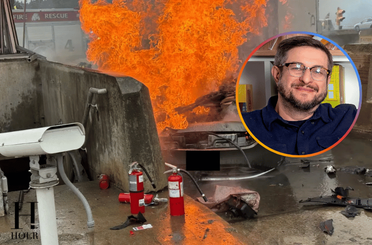 Eugene Mirman Car Crash Video Shows SUV in Flames