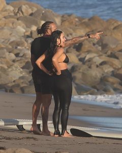 Kim Kardashian & Lewis Hamilton Go Public With Beach PDA