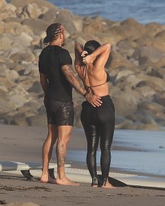 Kim Kardashian & Lewis Hamilton Go Public With Beach PDA