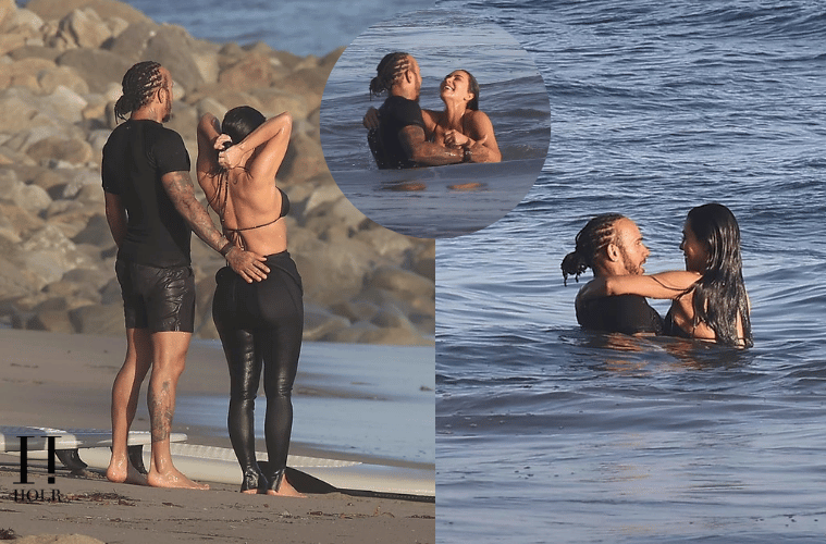 Kim Kardashian & Lewis Hamilton Go Public With Beach PDA