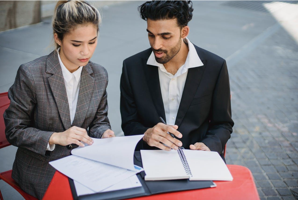 Man and Woman Discussing