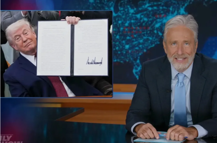 Jon Stewart Roasts Trump’s ‘Weird’ Bill Signing