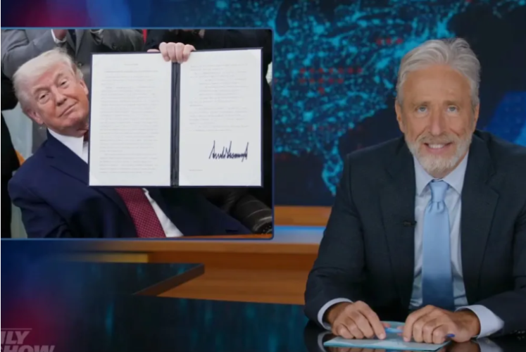 Jon Stewart Roasts Trump’s ‘Weird’ Bill Signing
