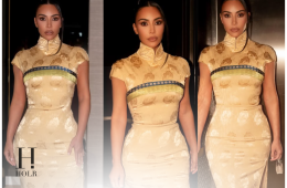 Kim Kardashian Turns Heads in Elegant Gold Look